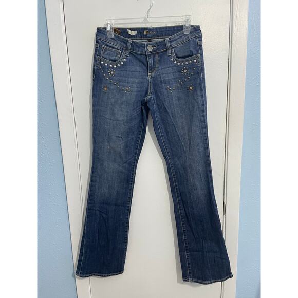 Kut From the Kloth Jeans Size 4 Kate Low Rise Bootcut Bedazzled Floral Hippie - Picture 2 of 9